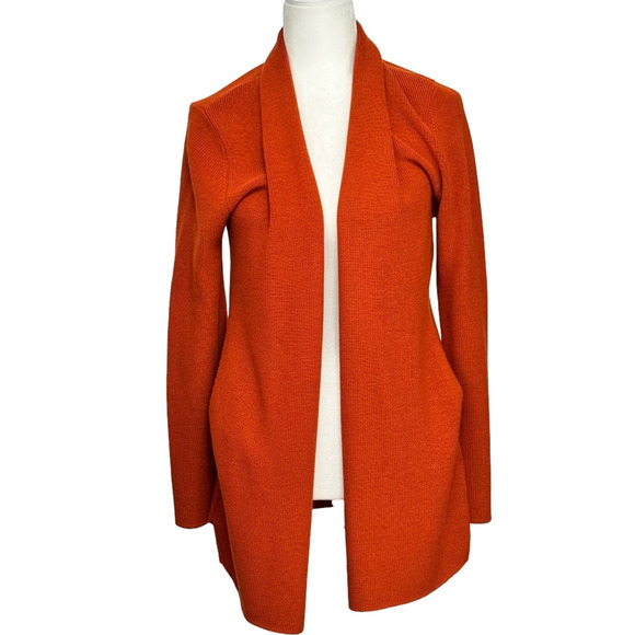 Orvis Women's Merino Wool Open Front Cardigan Sweater Orange Size Small - Picture 1 of 6